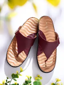 TRASE Women Textured Round Toe Leather Sandals