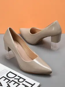 DressBerry Women Solid Pointed Toe Leather Peep Toes