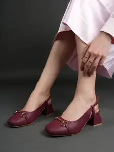 DressBerry Women Embellished Block Heels Mules With Buckles