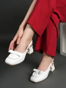 DressBerry Women Square Toe Block Heel Mules with Bows