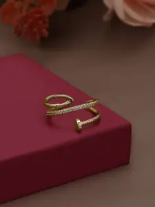 Carlton London Gold Plated CZ Criss Cross Open Adjustable Ring