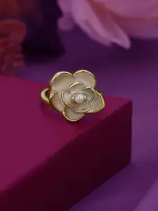 Carlton London Gold Plated Pearl Floral Vintage Adjustable Ring