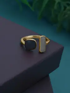 Carlton London Gold Plated White and Blue Fancy Bead Adjustable Ring