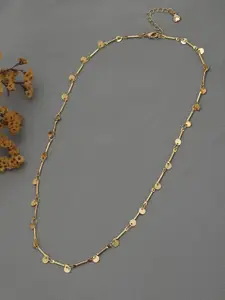 Carlton London Gold Plated Compact Elongated Link Necklace