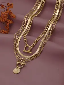 Carlton London Set of 4 Rose Gold Plated Multi Pack Necklace