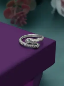 Carlton London Silver Plated CZ Adjustable Snake Ring