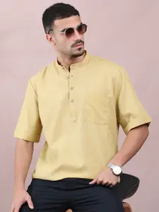FILORI STUDIO Men Woven Design Dobby Pure Cotton Short Kurta