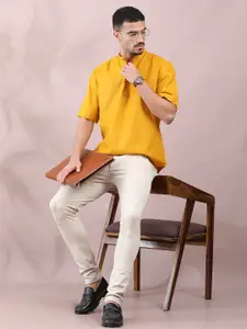 FILORI STUDIO Men Mandarin Collar Regular Straight Cotton Kurta