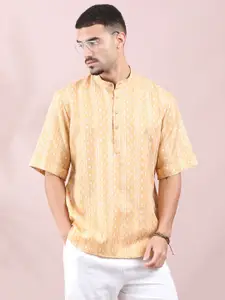 FILORI STUDIO Floral Printed Band Collar Short Kurta