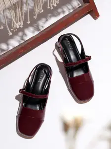 TRASE Women Synthetic Leather Block Sandals with Buckles