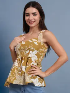 DHAKRE FASHION Women Floral Printed Sweetheart Neck Cotton Empire Top