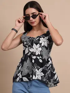 DHAKRE FASHION Women Floral Printed Sweetheart Neck Cotton Empire Top