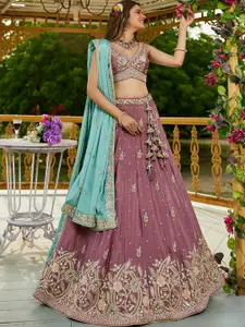 panchhi Embellished Sequinned Semi-Stitched Lehenga & Unstitched Blouse With Dupatta