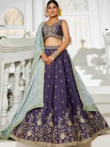 panchhi Embellished Sequinned Semi-Stitched Lehenga & Unstitched Blouse With Dupatta