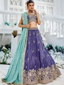 panchhi Embellished Sequinned Semi-Stitched Lehenga & Unstitched Blouse With Dupatta