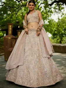 panchhi Embellished Sequinned Semi-Stitched Lehenga & Unstitched Blouse With Dupatta