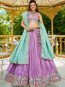 panchhi Embellished Sequinned Semi-Stitched Lehenga & Unstitched Blouse With Dupatta