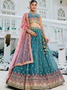 panchhi Embellished Sequinned Semi-Stitched Lehenga & Unstitched Blouse With Dupatta