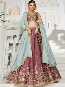 panchhi Embellished Sequinned Semi-Stitched Lehenga & Unstitched Blouse With Dupatta