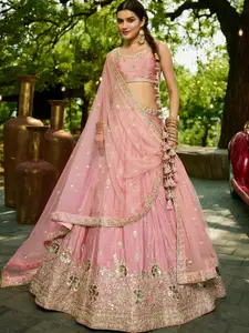 panchhi Embellished Sequinned Semi-Stitched Lehenga & Unstitched Blouse With Dupatta