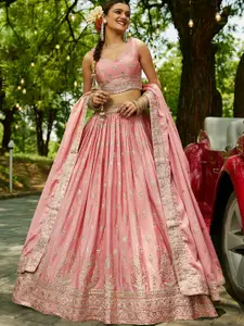 panchhi Embellished Sequinned Semi-Stitched Lehenga & Unstitched Blouse With Dupatta