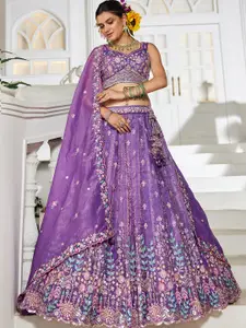 panchhi Embellished Sequinned Semi-Stitched Lehenga & Unstitched Blouse With Dupatta