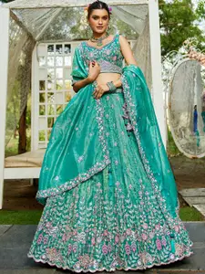 panchhi Embellished Sequinned Semi-Stitched Lehenga & Unstitched Blouse With Dupatta