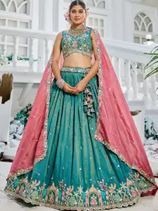 panchhi Embellished Sequinned Semi-Stitched Lehenga & Unstitched Blouse With Dupatta