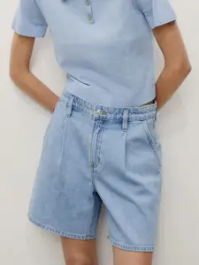 MANGO Women Mid-Rise Pleated Shorts