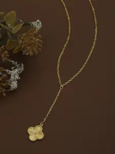 Carlton London 18kt Gold Plated Dangling Floral Lariat Necklace
