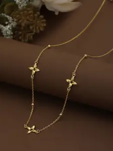 Carlton London 18kt Gold Plated Lucky Clover Charm Fancy Necklace