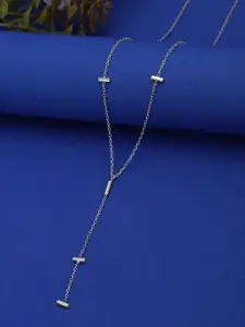 Carlton London Rhodium Plated and Dangling Bar Lariat Necklace