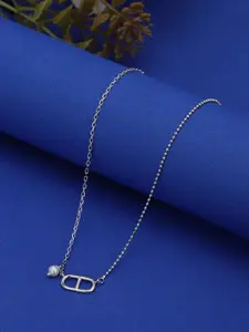 Carlton London Rhodium Plated Minimal Pearl Necklace