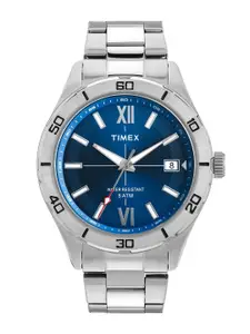 Timex Men Round Dial & Stainless Steel Bracelet Style Straps Analogue Watch TWEG295SMU05