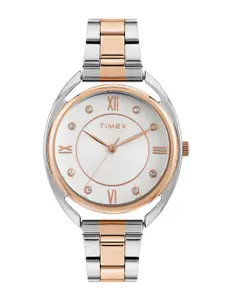Timex Women Brass Embellished Dial & Stainless Steel Straps Analogue Watch TWEL231SMU04