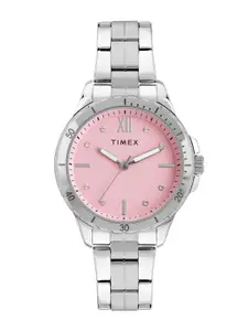 Timex Women Embellished Bracelet Style Straps Analogue Watch TWEL232SMU01