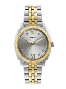 Timex Women Embellished Dial & Stainless Steel Bracelet Style Straps Watch TWEL234SMU03