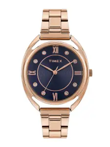 Timex Women Brass Round Dial & Stainless Steel Straps Analogue Watch TWEL231SMU02