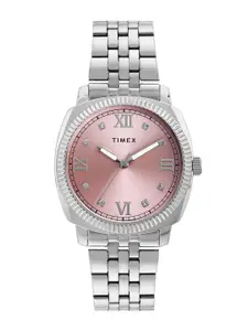Timex Women Embellished Dial & Stainless Steel Style Straps Watch TWEL234SMU01