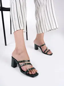 Lavie Women Solid Regular Party Block Heel Sandals with Buckles