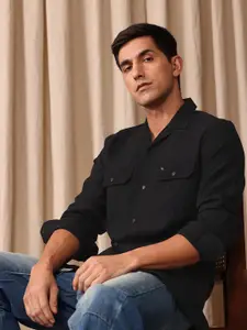 Mr Bowerbird Men Relaxed Textured Cuban Collar Casual Shirt