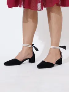 LUXY SHOE Women Pointed Toe Block Pumps