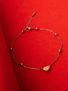PANASH Gold-Plated Stainless Steel Heart Shaped Anklet
