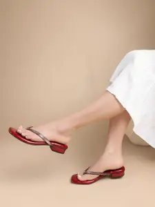 Lavie Women Metallic Embellished Block Heel Sandals