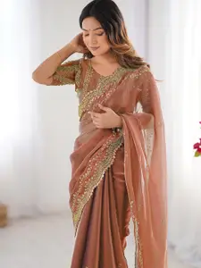 Satrani Embellished Embroidered Pure Chiffon Saree