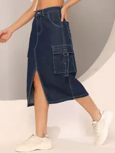 DOLCE CRUDO High Rise Cargo Midi Skirt