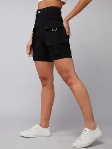 DOLCE CRUDO Women High-Rise Denim Fashion Shorts