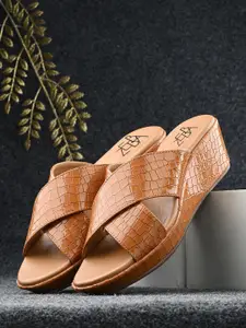 Zebba Women Textured Cross Strap Wedge