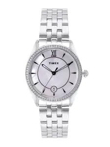 Timex Women Mother of Pearl Dial Bracelet Style Straps Analogue Watch TWEL25100