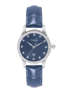 Timex Women Embellished Dial & Leather Straps Analogue Watch TWEL25000